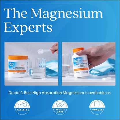Doctor’s Best High Absorption Magnesium Glycinate Lysinate – 200 mg, 120 Tablets | Sleep & Muscle Relaxation