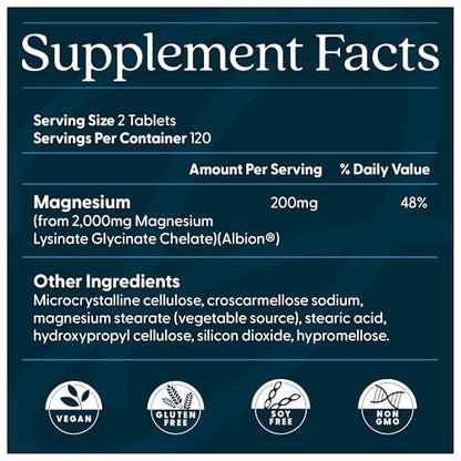 Doctor’s Best High Absorption Magnesium Glycinate Lysinate – 200 mg per Serving, 240 Tablets
