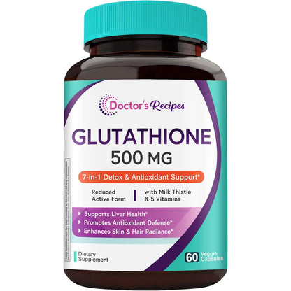 Doctor's Recipes Glutathione 500 mg - 60 Vegan Capsules | Liver & Immune Support