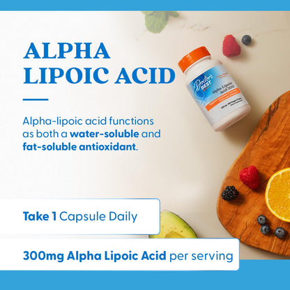 Doctor's Best Alpha-Lipoic Acid 300 mg – Antioxidant Support, Non-GMO, Gluten Free, Vegan (180 Veggie Caps)