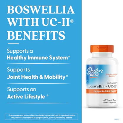 Doctor's Best BioAvailable Boswellia + UC-II – Joint Health, Non-GMO, Gluten Free, Soy Free