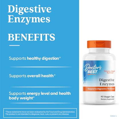 Doctors Best Digestive Enzymes | Supports Digestive Wellness | Non-GMO | Vegetarian 90 Veggie Caps