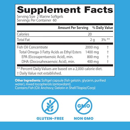 Doctor's Best Purified & Clear Omega-3 Fish Oil – Goldenomega, 120 Softgels