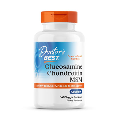 Doctor's Best Glucosamine Chondroitin MSM with OptiMSM — Joint Support Capsule Formula, Non-GMO, Gluten & Soy Free, 360 Count