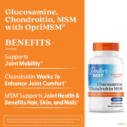 Doctor's Best Glucosamine Chondroitin MSM with OptiMSM | Joint Health Support