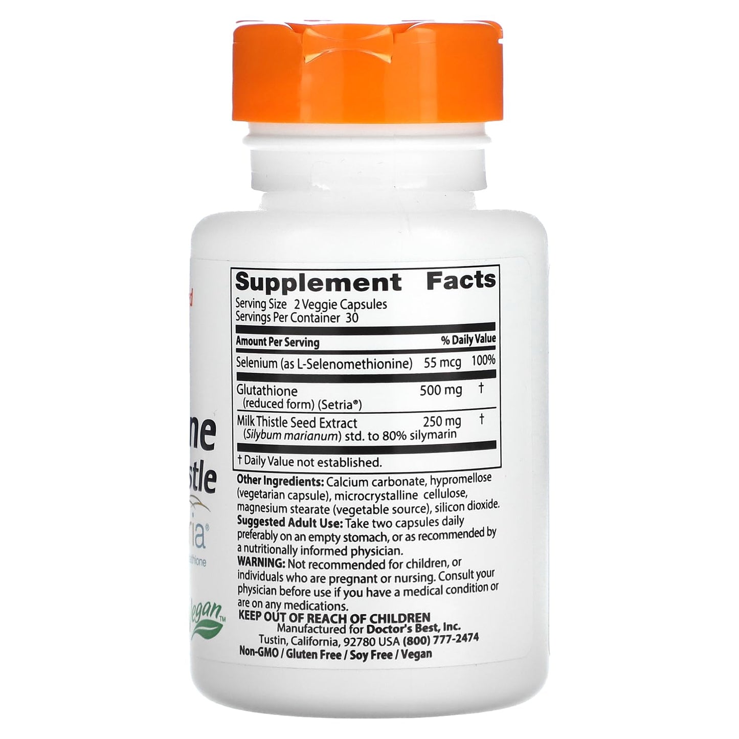 Doctor's Best Glutathione + Milk Thistle – Supports Liver Health & Antioxidant Activity | Non-GMO, Gluten Free, Soy Free, Vegan 60 Veggie Caps