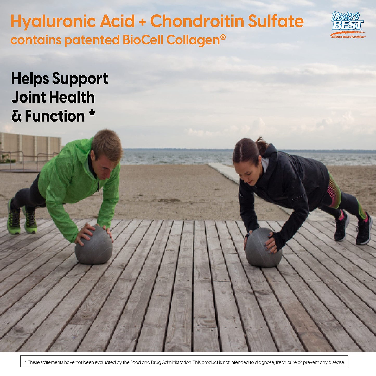 Doctor's Best Hyaluronic Acid with Chondroitin Sulfate Featuring BioCell Collagen – Joint Support, Skin Health, Non-GMO, Gluten Free, Soy Free, 180 Count