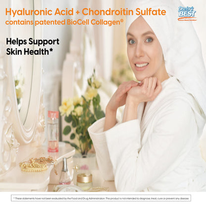 Doctor's Best Hyaluronic Acid with Chondroitin Sulfate Featuring BioCell Collagen – Joint Support, Skin Health, Non-GMO, Gluten Free, Soy Free, 180 Count