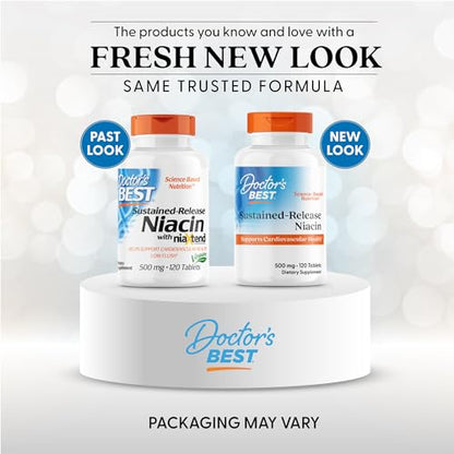 Doctors Best Sustained-Release Niacin with niaXtend – Heart Health | 120 Tablets | Vegan
