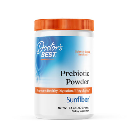 Doctor's Best Prebiotic Fiber Powder with Sunfiber – 7.4 oz, Gluten Free, Non-GMO, Vegan, Easy Dissolve