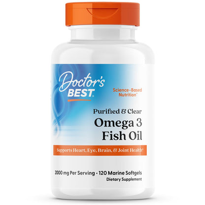 Doctor's Best Purified & Clear Omega-3 Fish Oil – Goldenomega, 120 Softgels
