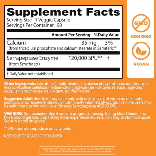 Doctor’s Best High Potency Serrapeptase 120,000 SPU – Supports Sinus Health | Vegan, Non-GMO
