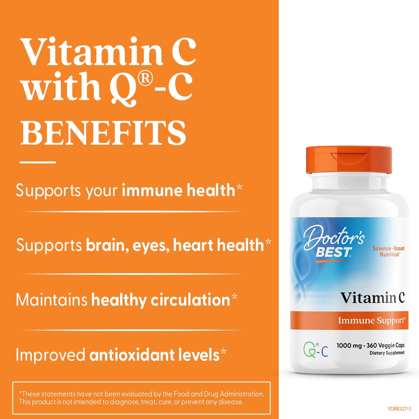 Doctor's Best Vitamin C with Q-C – Immune Support, 360 Veggie Caps