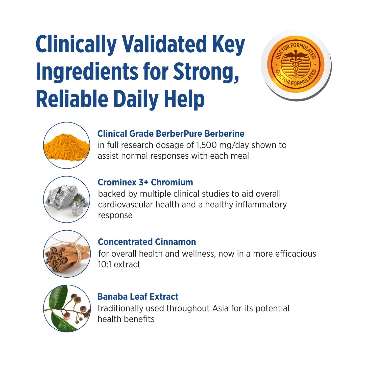 DOCTORS' PREFERRED GlucoGold with Berberine, Cinnamon, Chromium & Banaba Leaf – 90 Tablets