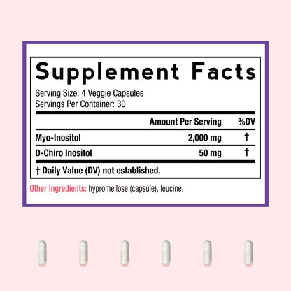 Doctor's Recipes Inositol Supplement – 40:1 Myo-Inositol & D-Chiro Inositol, 2,050 mg per serving, Hormone Balance & Fertility Support, 120 Vegan Caps