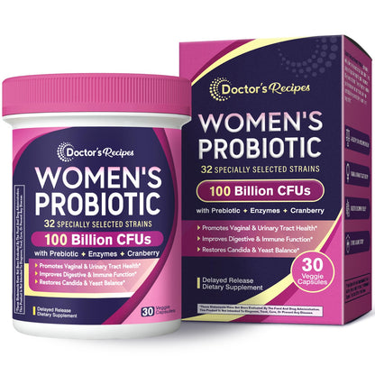 Doctor's Recipes Probiotics for Women - 100B CFU, 32 Strains - 30 Caps