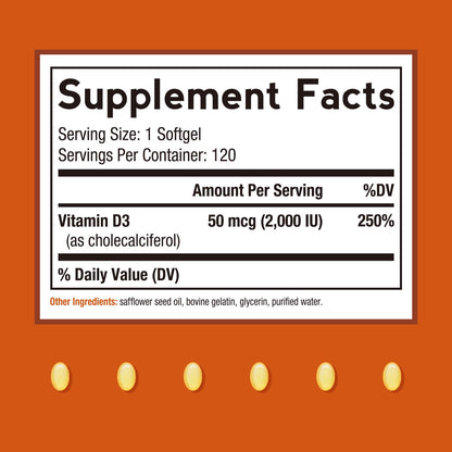 Doctor's Recipes Vitamin D3 2000 IU – 120 Softgels, Non-GMO