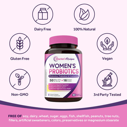 Doctor's Recipes Women's Probiotic 50B CFU - 16 Strains + Cranberry