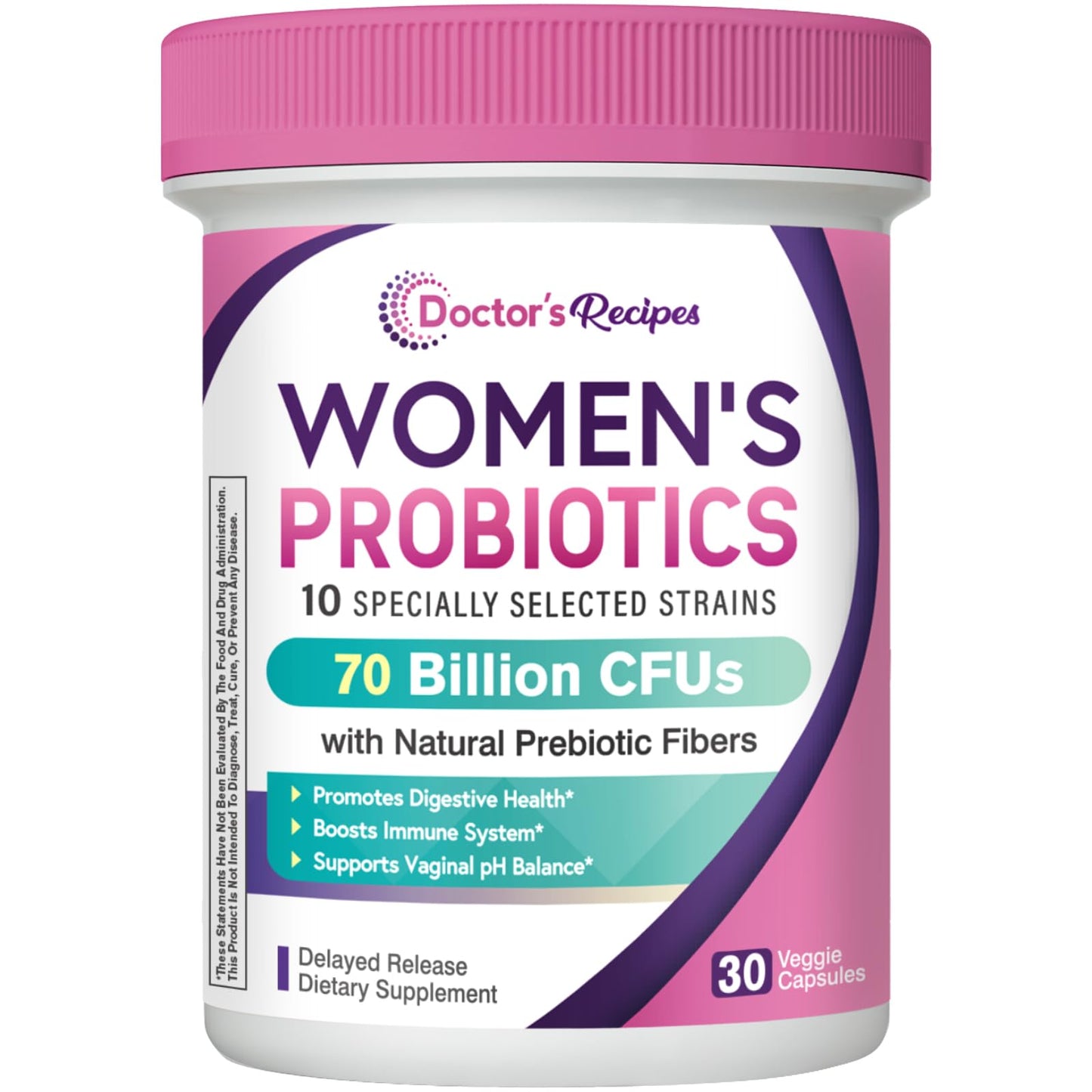 Doctor's Recipes Women's Probiotics — 70B CFU, 10 Strains, Organic Prebiotics, Digestive & Vaginal Health