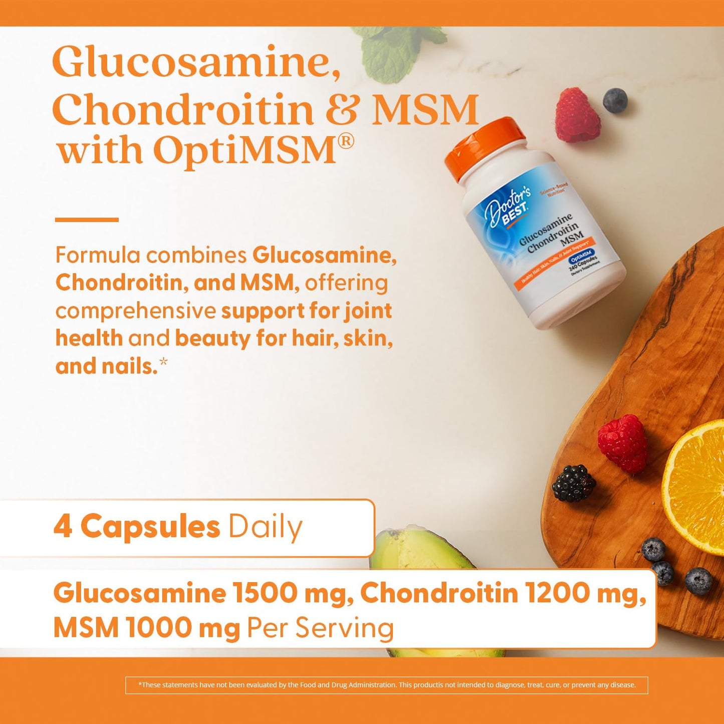 Doctor's Best Glucosamine Chondroitin MSM with OptiMSM - 240 Count