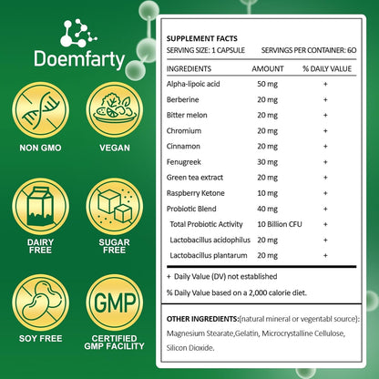doemfarty GLP-1 Probiotic – GLP-Activate with 10B CFU, 60 Capsules