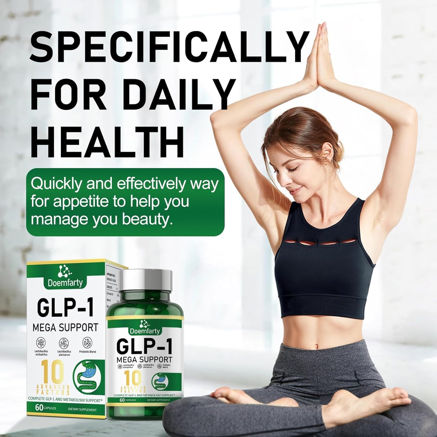 doemfarty GLP-1 Probiotic – GLP-Activate with 10B CFU, 60 Capsules
