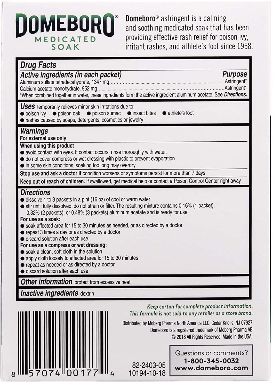 Domeboro Powder Packette 12EA Bayer Corporation - Medicated Skin Relief
