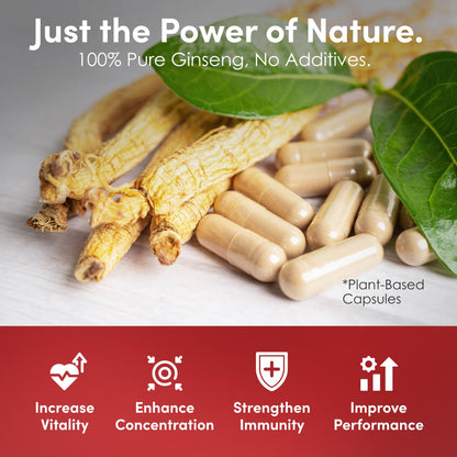 Dongjieum Korean Red Ginseng 6-Year Root - 120 Vegan Capsules | Enhanced Ginsenosides
