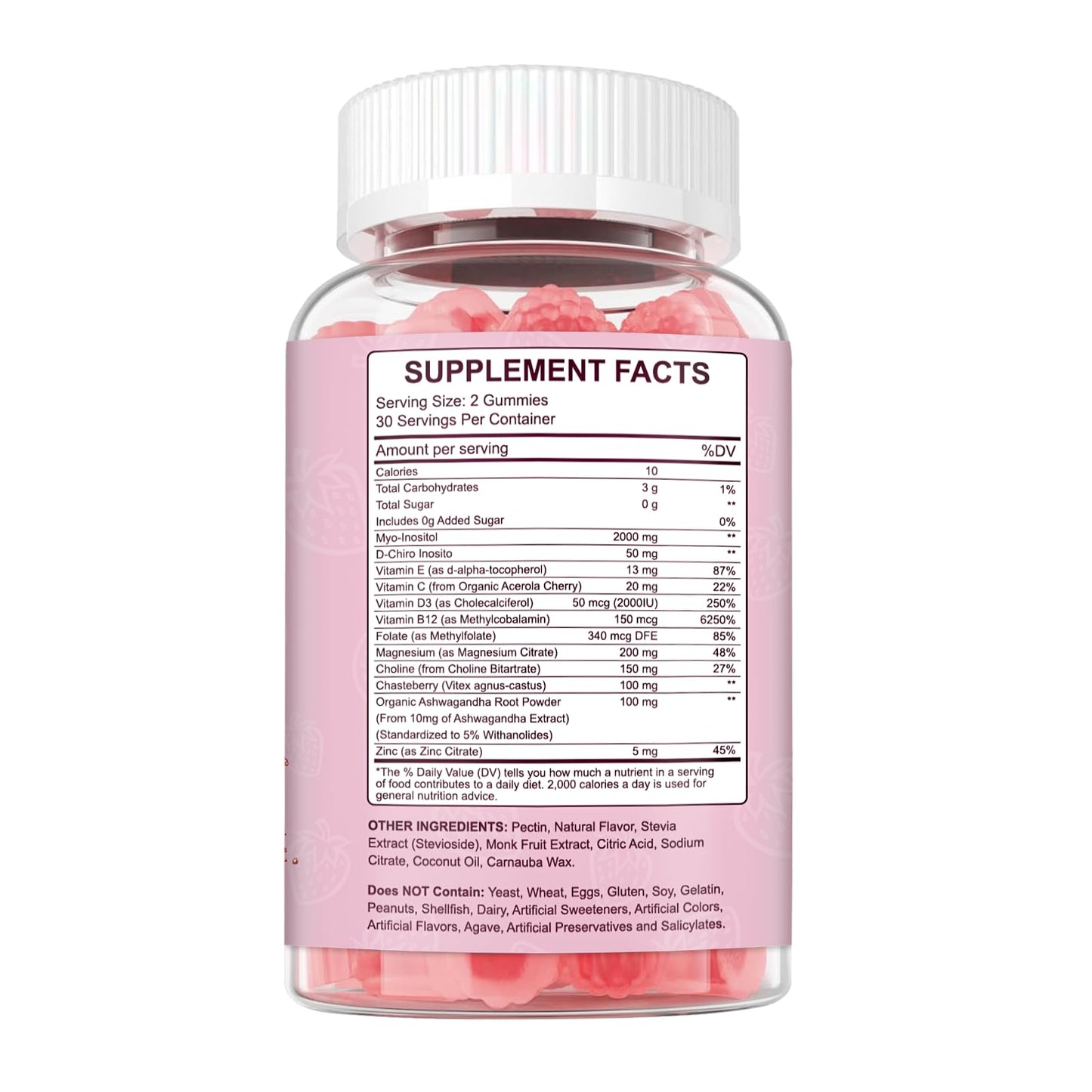 Myo-Inositol & D-Chiro Inositol Gummies for Women – 2000mg/50mg, 40:1 Ratio, Magnesium & Vitamin D3, 60 Gummies | Vegan & Gelatin-Free