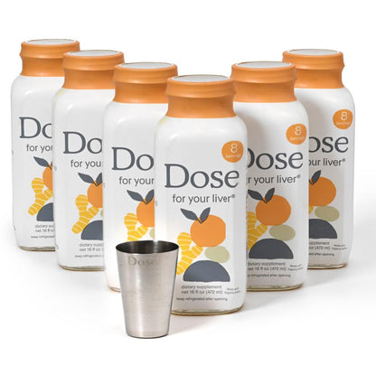 DOSE Liver Cleanse Detox & Repair – Organic Milk Thistle, Turmeric & Ginger (16oz, 6 Pack)