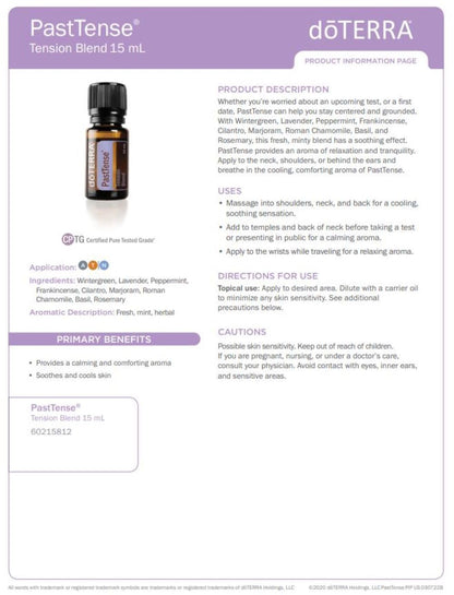 doTERRA PastTense Oil - Tension Blend (15 mL) 2-Pack | Calming Aroma