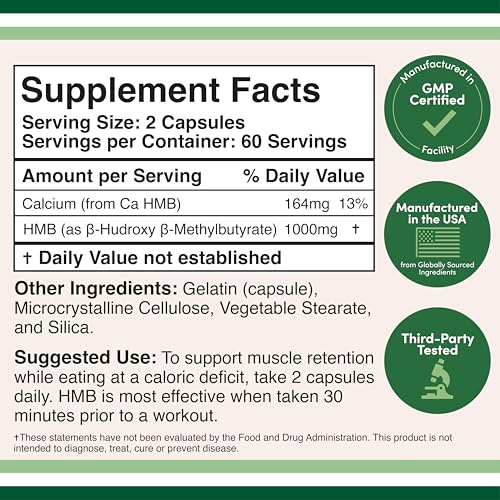 Double Wood HMB Supplement – 120 Capsules, 1000mg per Serving, Third-Party Tested