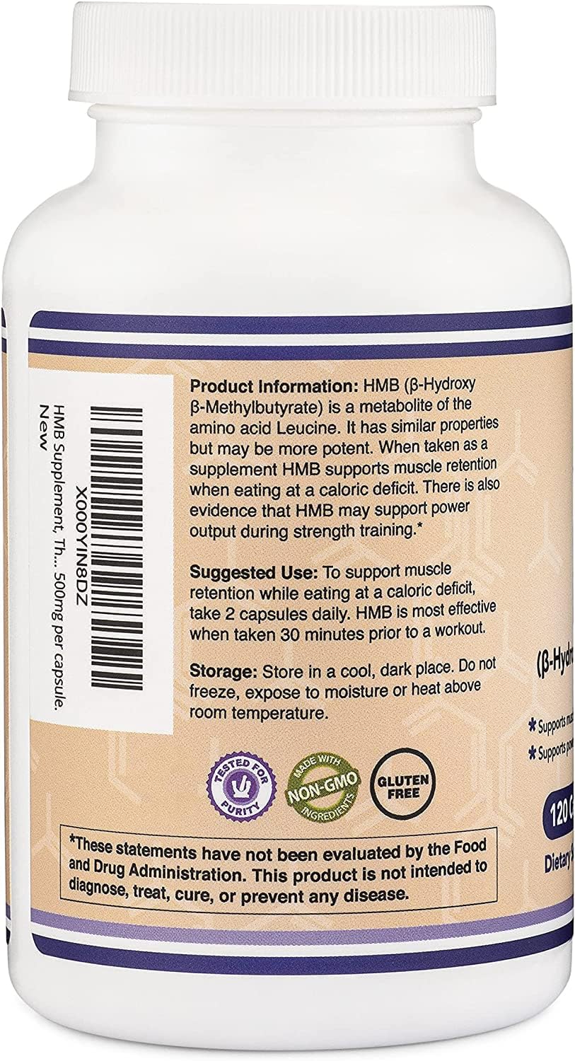 Double Wood Supplements HMB Supplement – 120 Capsules, Pack of 2, 1000 mg per Serving, Gluten Free, Non-GMO, Third-Party Tested