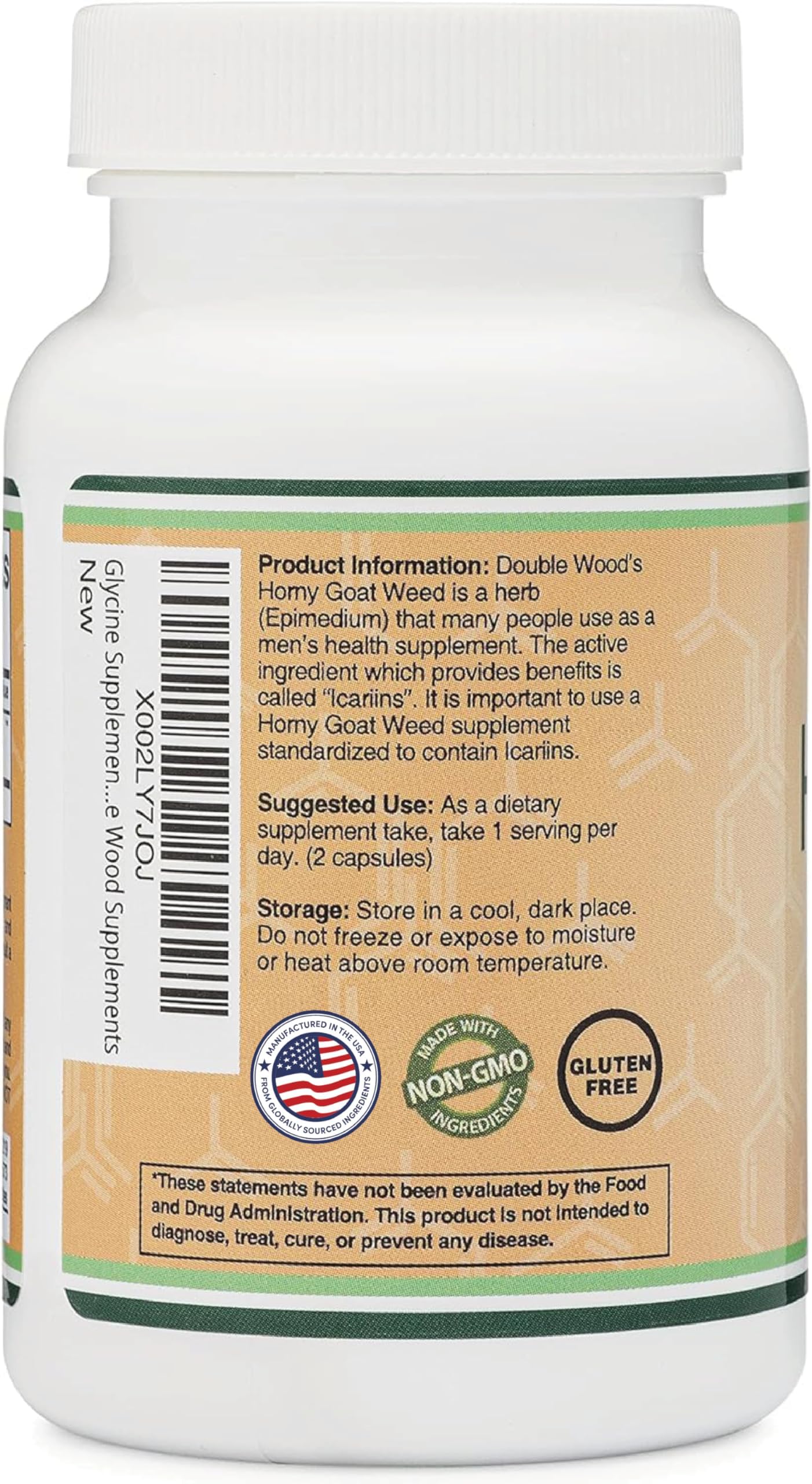 Horny Goat Weed for Men and Women - Max Strength Epimedium 20% Icariins, 1,000mg per Serving, 90 Capsules | Double Wood