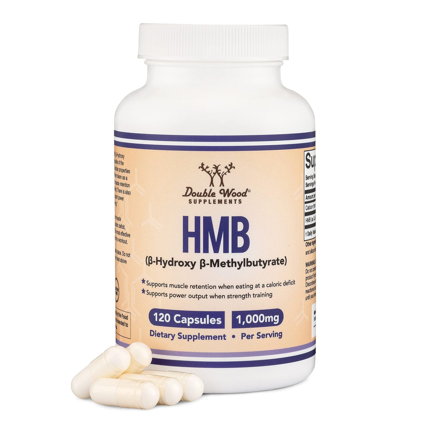 Double Wood HMB Supplement – 120 Capsules, 1000mg per Serving, Third-Party Tested