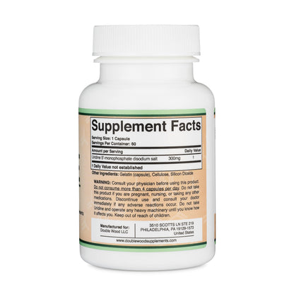 Uridine Monophosphate 300mg – Third-Party Tested (Choline Enhancer) | Double Wood (Pack of 2)