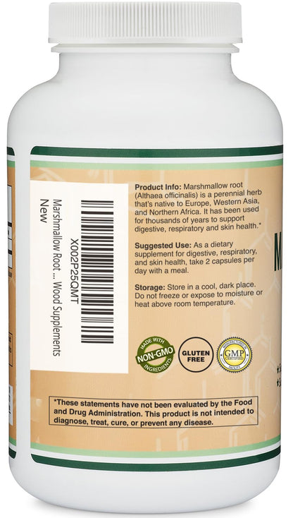 Marshmallow Root Capsules - 210 Count, 1000mg per Serving | Vegan, Gluten Free | Double Wood