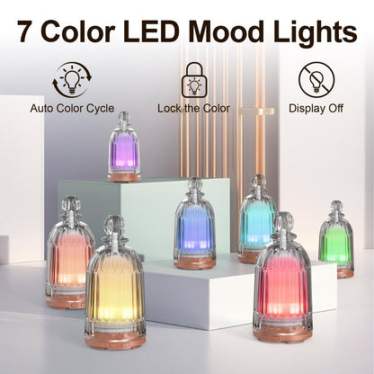DOUDING 120ml Glass Essential Oil Diffuser | Auto Shut-Off, 7-Color LED | Bronze Base