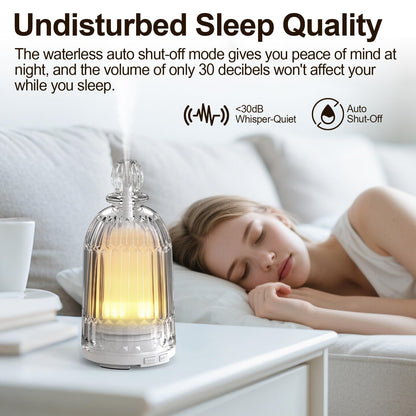 DOUDING 120ml Glass Essential Oil Diffuser | Auto Shut-Off, 7-Color LED, White Base