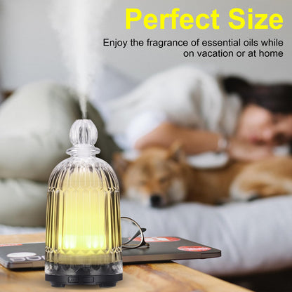 DOUDING Glass Essential Oil Diffuser – 120ml, 7-Color LED, Auto Shut-Off