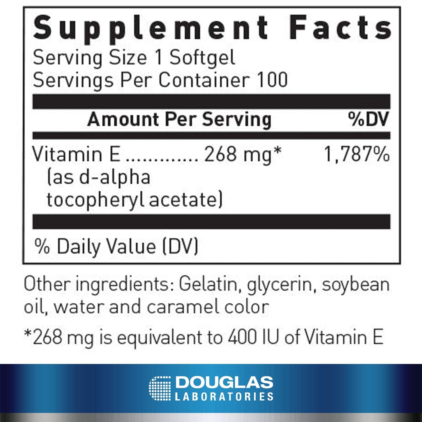 Douglas Laboratories E-400 Vitamin E 100 Capsules – Antioxidant Protection & Cardiovascular Support