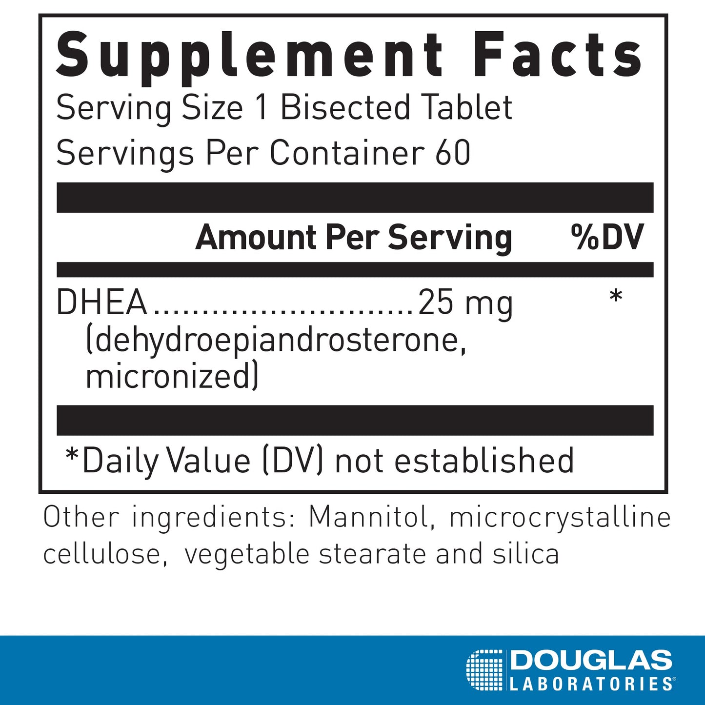 Douglas Laboratories DHEA 25 mg Dissolvable Tablets | Supports Immune Health, Brain, Bones, Metabolism & Lean Body Mass | 60 Tablets