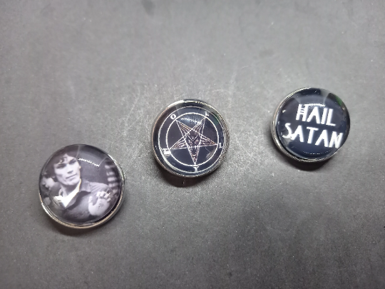 Goth Gothic Witchy American serial killer Richard Ramirez inspired "Night Stalker" Pin Badge set's