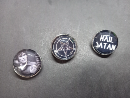 Goth Gothic Witchy American serial killer Richard Ramirez inspired "Night Stalker" Pin Badge set's