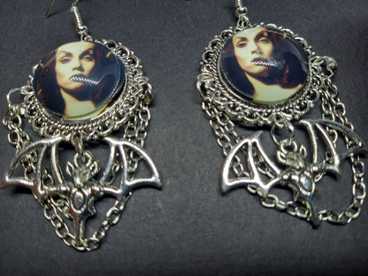 Kawaii Pastel Nu Neo Goth Gothic Witchy fashion Vampira from the Vampira Show inspired Deluxe Earrings