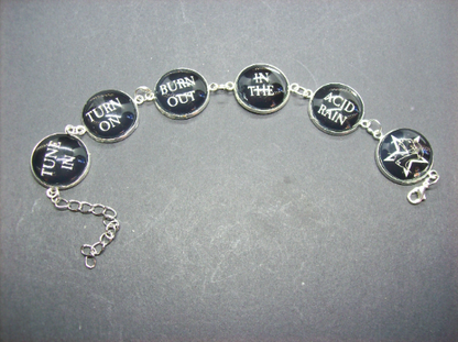 Bracelet , Sisters Of Mercy inspired  "Tune In ,Turn On ,Burn Out" :gothic witchy