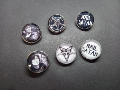 Goth Gothic Witchy American serial killer Richard Ramirez inspired "Night Stalker" Pin Badge set's