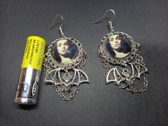 Kawaii Pastel Nu Neo Goth Gothic Witchy fashion Vampira from the Vampira Show inspired Deluxe Earrings