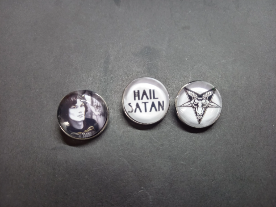 Goth Gothic Witchy American serial killer Richard Ramirez inspired "Night Stalker" Pin Badge set's