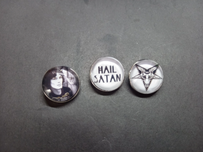 Goth Gothic Witchy American serial killer Richard Ramirez inspired "Night Stalker" Pin Badge set's